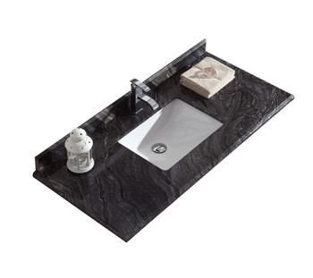 Black Wood Marble Countertop - 48" - Single Hole With Rectangular Sink