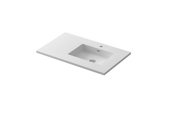 Viva Stone 36" Right Sink Matte White - Solid Surface Countertop