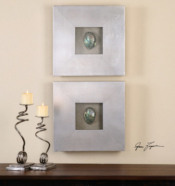 Uttermost Abalone Shells Silver Wall Art, S/2