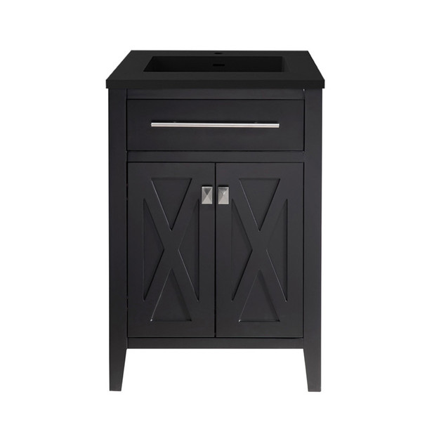 Wimbledon - 24 - Espresso Cabinet + Matte Black Viva Stone Solid Surface Countertop