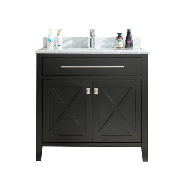 Wimbledon - 36 - Espresso Cabinet + White Carrara Marble Countertop