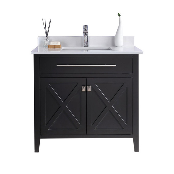 Wimbledon - 36 - Espresso Cabinet + White Quartz Countertop