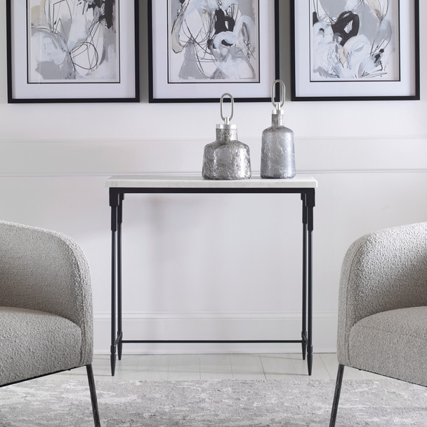 Uttermost Bourges White Marble Console Table