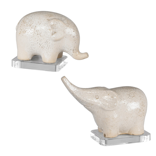 Uttermost Kyan Ceramic Elephant Sculptures, S/2