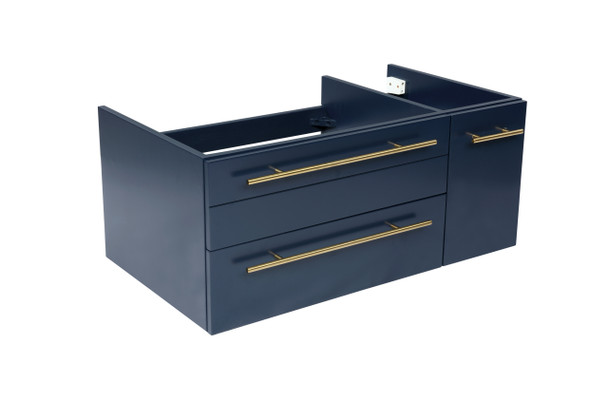 Fresca Lucera 36" Royal Blue Wall Hung Undermount Sink Modern Bathroom Cabinet - Left Version - FCB6136RBL-UNS-L