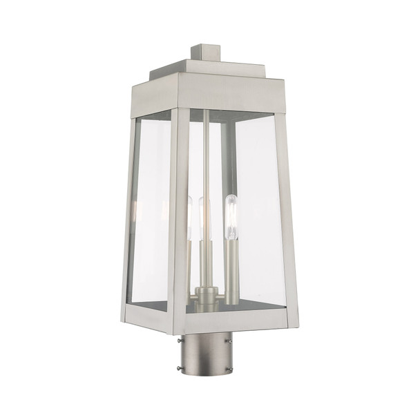 Livex Lighting 3 Lt Brushed Nickel Outdoor Post Top Lantern - 20856-91