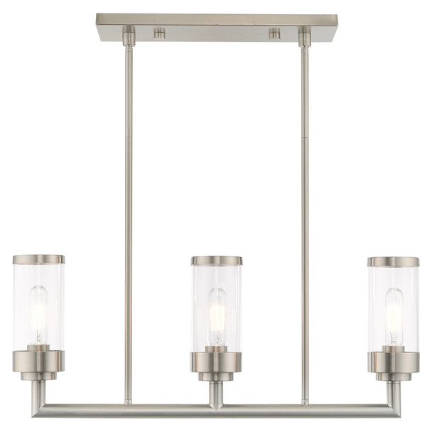 Livex Lighting 3 Lt Brushed Nickel Linear Chandelier - 40473-91