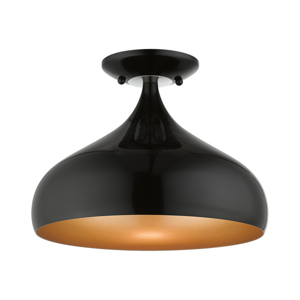 Livex Lighting 1 Light Shiny Black Semi-flush Mount - 41050-68