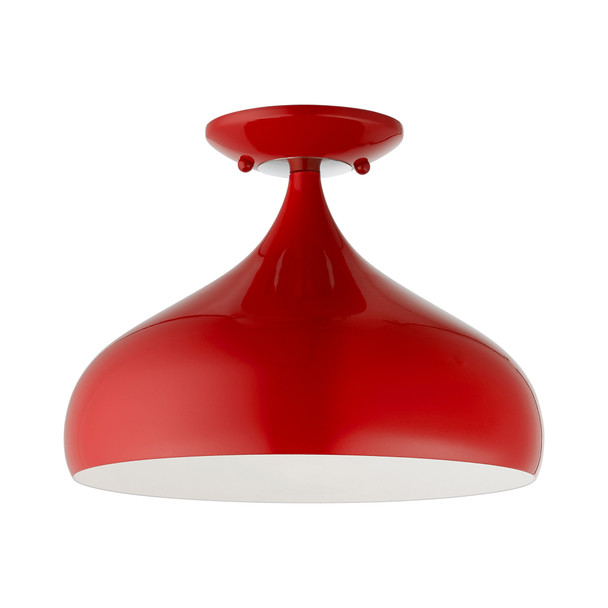 Livex Lighting 1 Light Shiny Red Semi-flush Mount - 41050-72