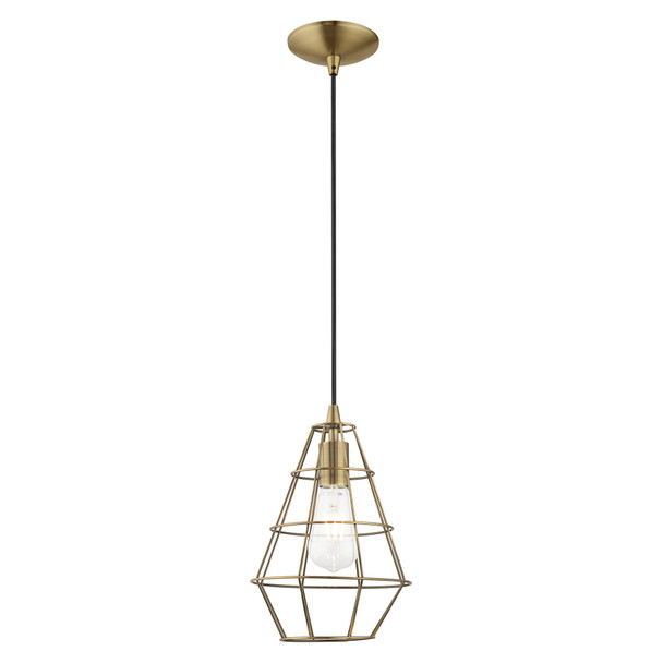 Livex Lighting 1 Lt Antique Brass Mini Pendant - 41322-01