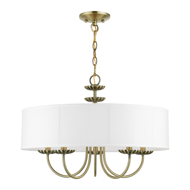 Livex Lighting 5 Light Antique Brass Pendant Chandelier - 42985-01