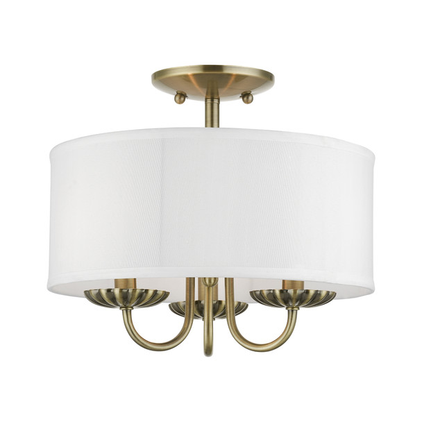 Livex Lighting 3 Light Antique Brass Semi-flush Mount - 42987-01