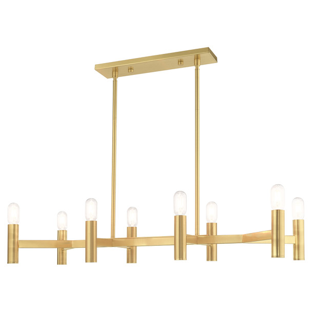 Livex Lighting 8 Lt Satin Brass Linear Chandelier - 51138-12