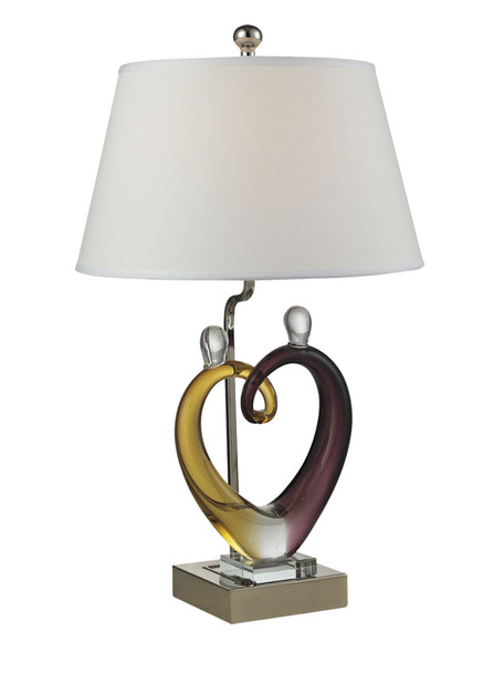 Dale Tiffany Hearts Hand Blown Art Glass Sculpture Table Lamp Set