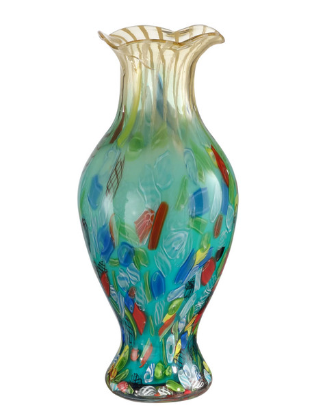 Dale Tiffany Festive Ruffle Hand Blown Art Glass Vase