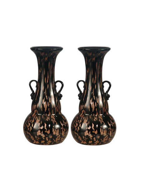 Dale Tiffany Springdale 9.75"h Malachi 2-piece Hand Blown Art Glass Vase Set