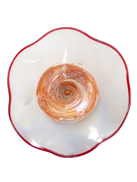 Dale Tiffany Cavalier White Orange Hand Blown Art Glass Wall Decor - 12 Inch