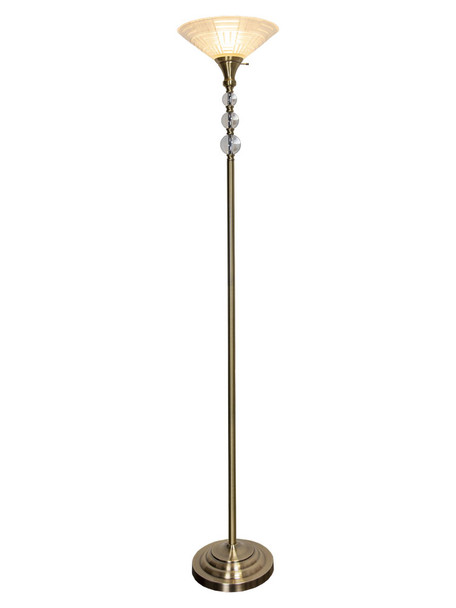 Dale Tiffany Alaris Orb Art Glass Antique Brass Torchiere Floor Lamp