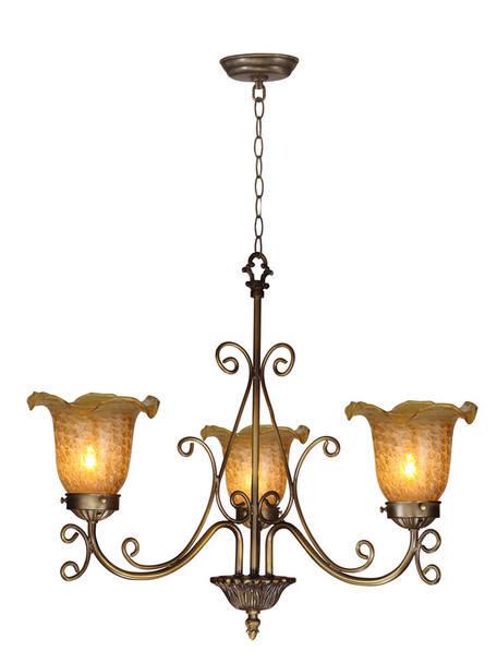 Dale Tiffany Springdale 18.5"w Luster Gold Hand Blown Art Glass Chandelier