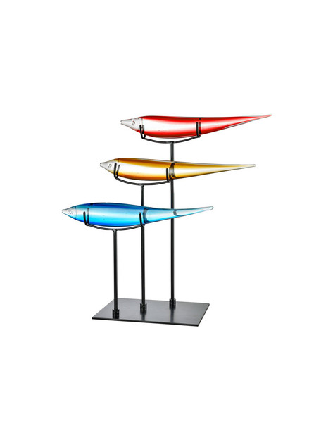 Dale Tiffany 3 Multicolor Fish Handcrafted Art Glass Figurine