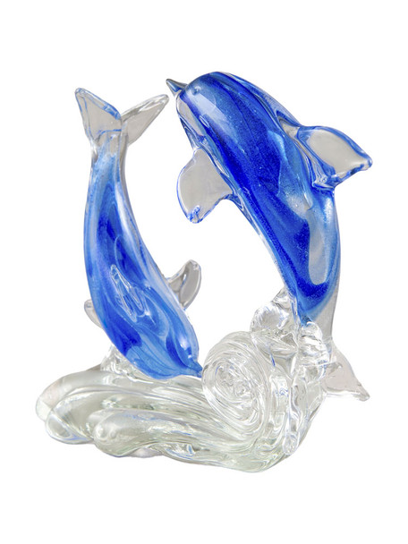 Dale Tiffany Pacific Dolphins Handcrafted Art Glass Sculpture