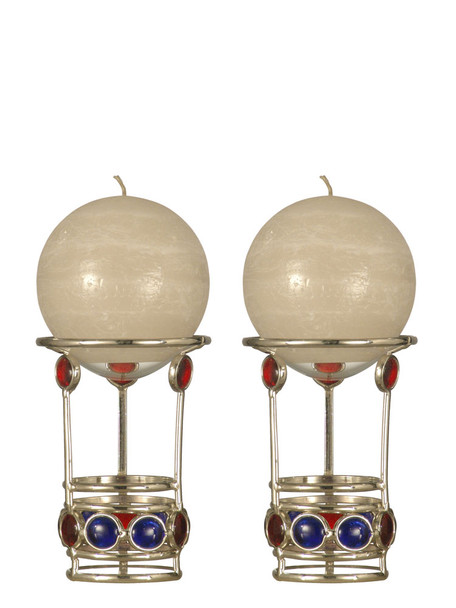 Dale Tiffany Springdale 5.5"h 2-piece Red/blue Gem Warmer Candle Holder