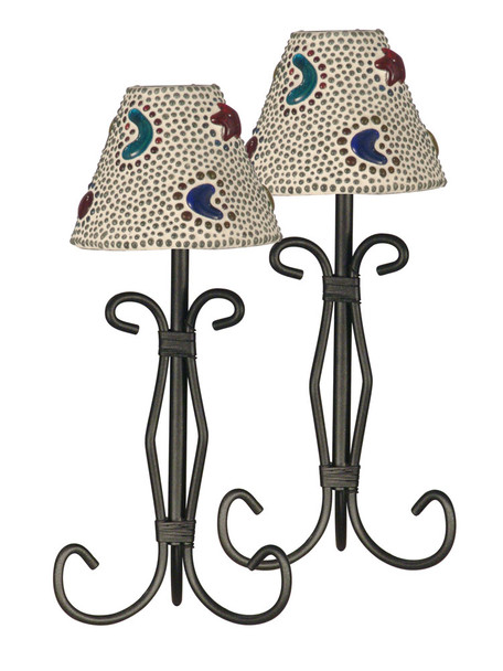 Dale Tiffany Springdale 12"h Bead Star 2-piece Mosaic Art Glass Candle Votives