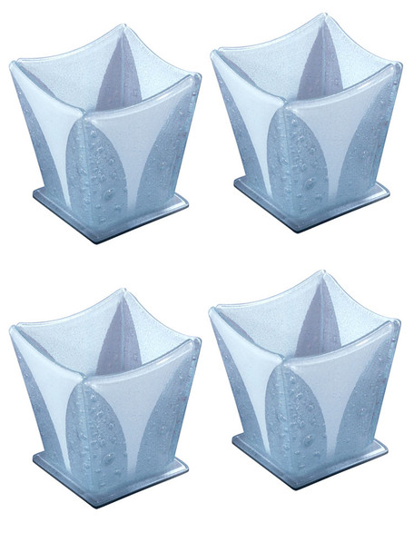 Dale Tiffany Springdale 4"h White Bubble 4-piece Fused Glass Candle Votives