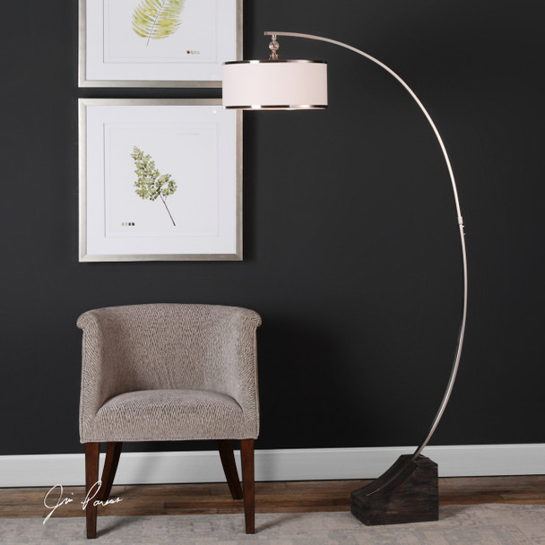 Uttermost Kelcher Nickel Arc Floor Lamp