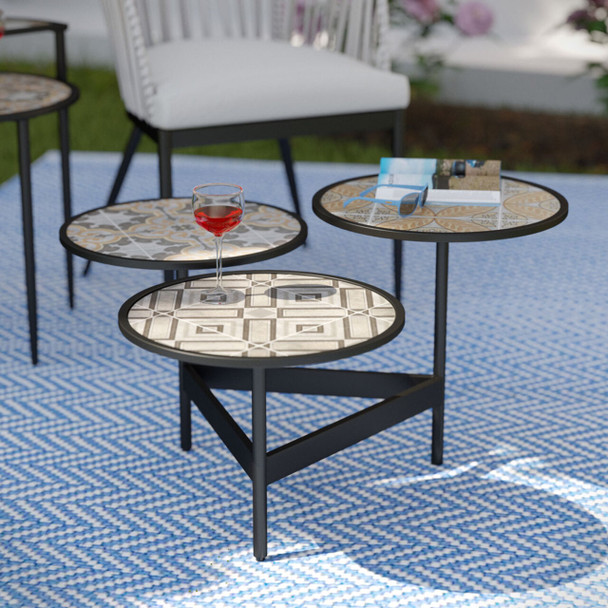 Lorengo Outdoor 3-tier Cocktail Table