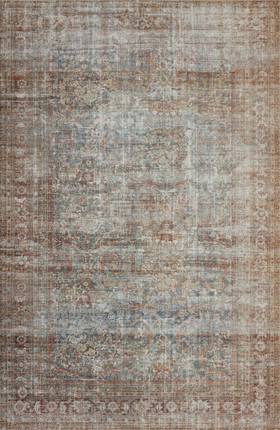 Loloi Jules Jul-05 Lagoon / Brick Power Loomed Area Rugs