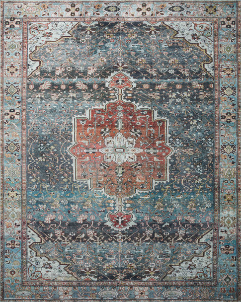 Loloi II Margot Mat-05 Ocean / Brick Power Loomed Area Rugs