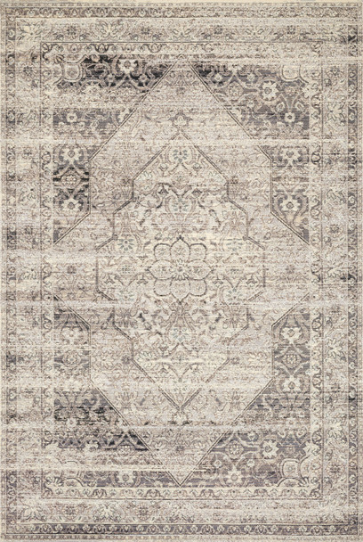 Loloi Mika Mik-12 Stone / Ivory Power Loomed Area Rugs