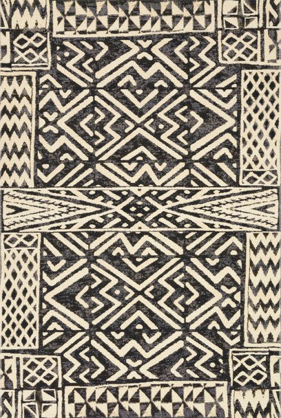 Loloi Mika Mik-13 Ivory / Black Power Loomed Area Rugs