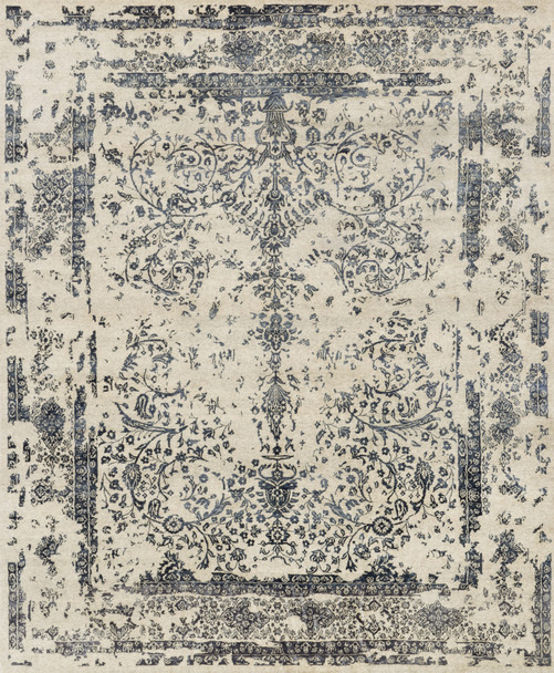Loloi Pearl Pu-02 Heather Gray / Navy Hand Knotted Area Rugs