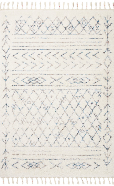 Loloi Ronnie Ron-02 Ivory / Sky Power Loomed Area Rugs