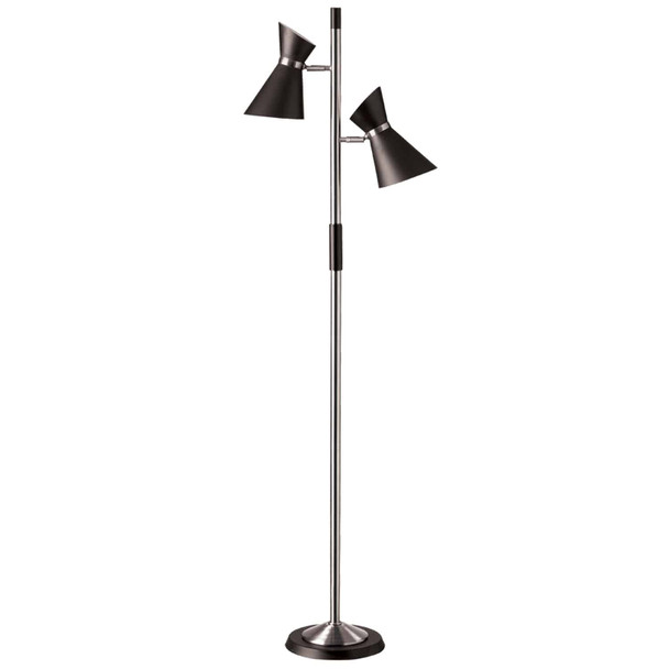 Dainolite 2lt Floor Lamp W/ Black Shade, Pc - 1680F-BK-PC