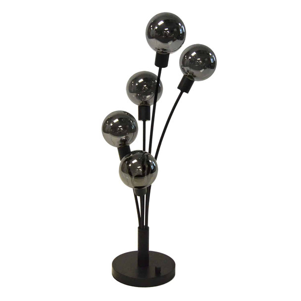 Dainolite 5lt Incandescent Table Lamp, Black W/ Smoked Glass - 306T-BK