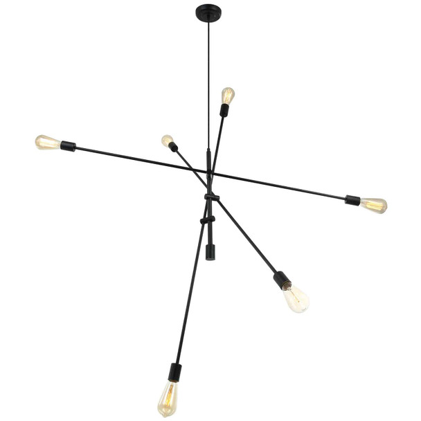 Dainolite 6lt Incandescent Adjustable Pendant, Matte Black - 816P-MB