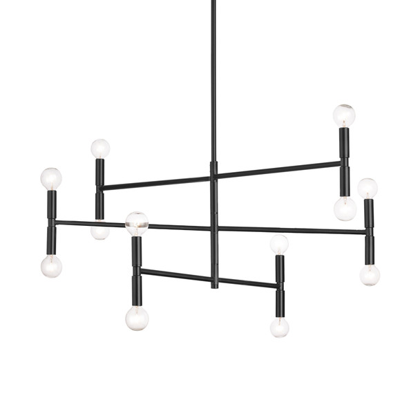 Dainolite 12lt Incandescent Chandelier, Matte Black Finish - AVA-3012C-MB