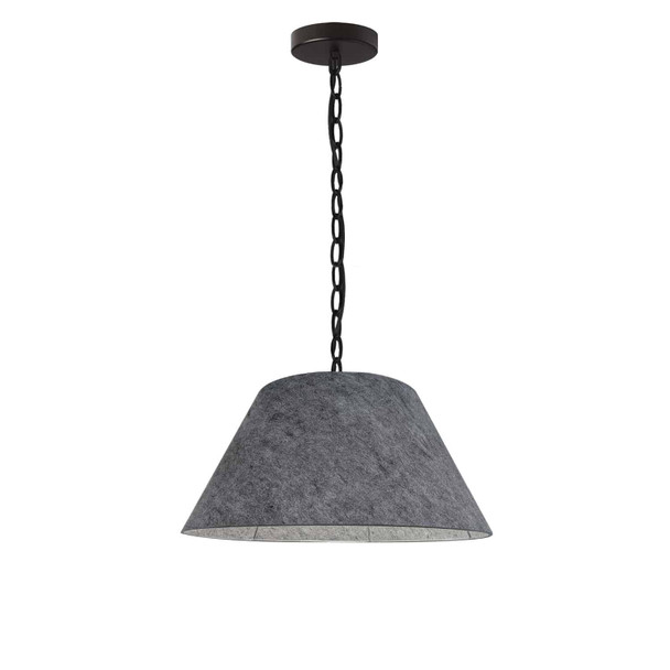 Dainolite 1lt Brynn Small Pendant, Gry Felt Shade, Black - BRY-S-BK-500