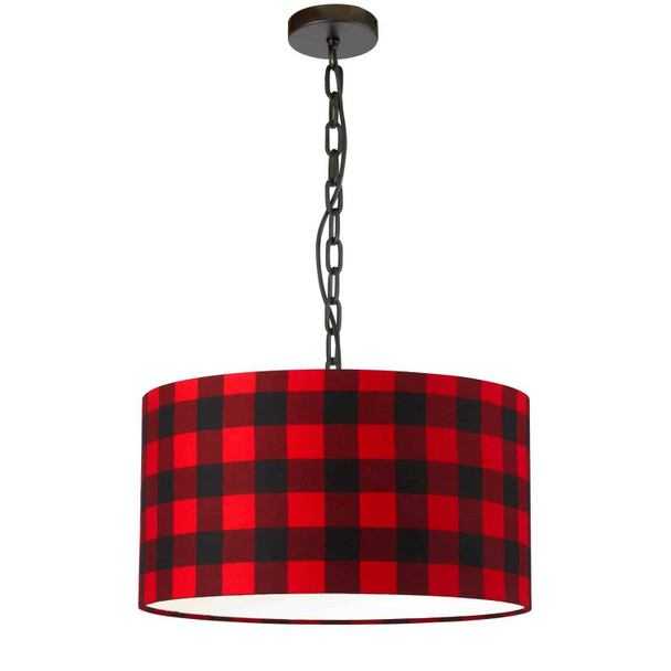 Dainolite 1lt Braxton Medium Pendant, Pld Shade, Blk - BXN-M-BK-201