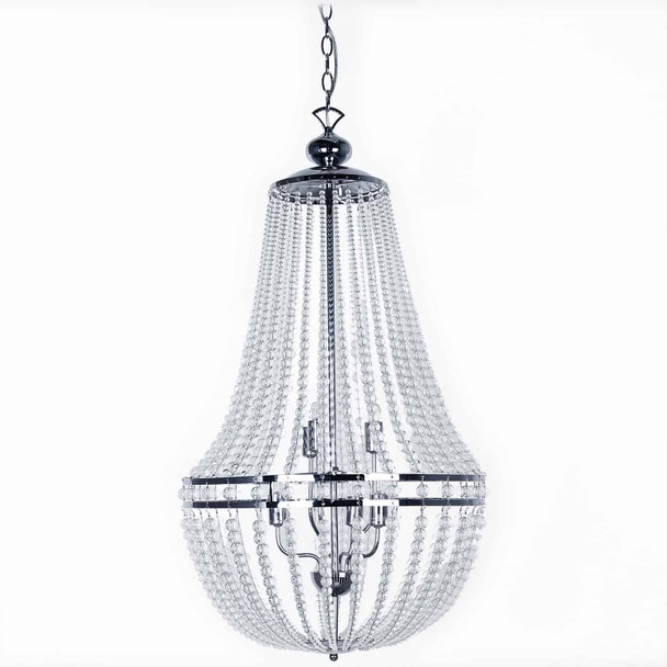 Dainolite 6lt Incandescent Chandelier Pc W/clr Glass Beads - DAW-386C-PC-CLR