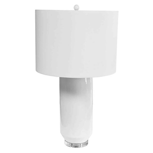 Dainolite 1lt Incandescent Table Lamp, Wh W/ Wh Shade - GOL-301T-WH