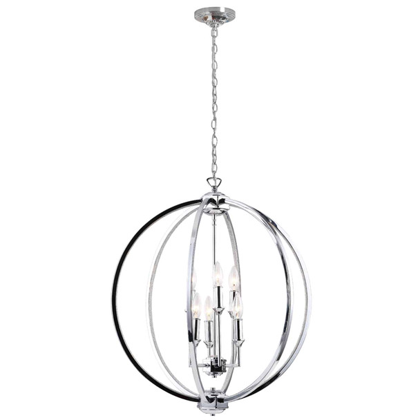 Dainolite 6lt Fixture, Polished Chrome W/jewelled Accents - KAR-246C-PC