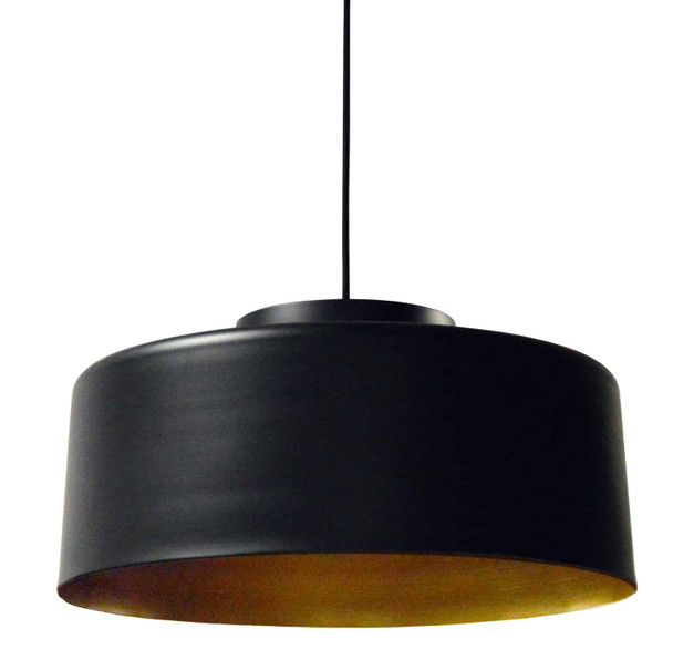 Dainolite 1lt Metal Pendant, Black & Gold Finish - KUP-201P-BK-GLD