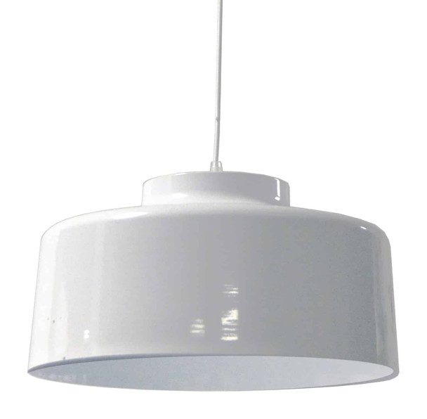 Dainolite 1lt Metal Pendant, White Finish - KUP-201P-WH