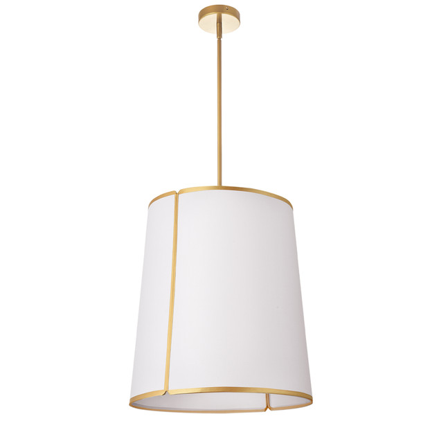 Dainolite 3lt Notched Pendant Gld, Wh Shade & Diff - NDR-183P-GLD-WH