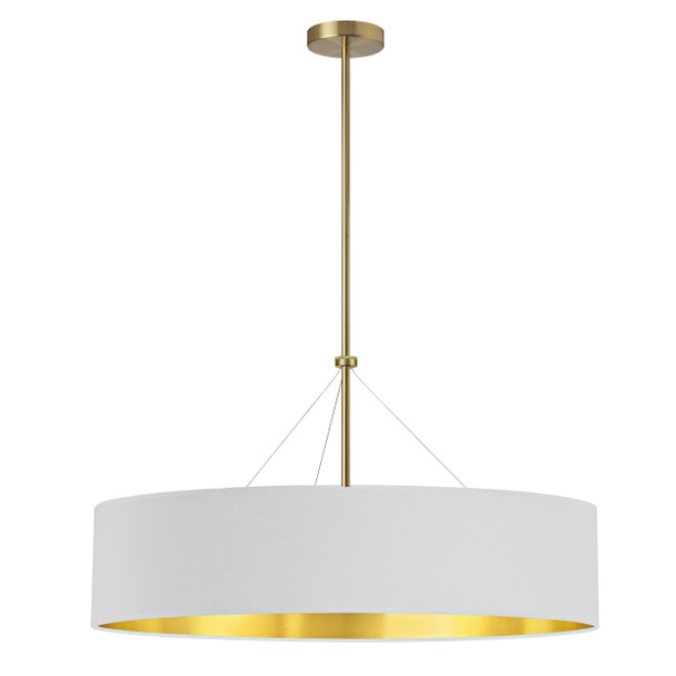 Dainolite 4lt Incand Chandelier, Agb W/ Wh/gld Shade - PLV-304C-AGB-692