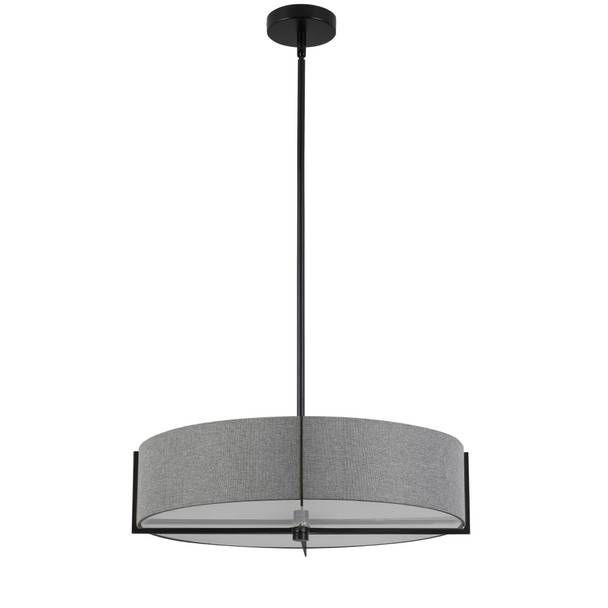 Dainolite 4lt Incandescent Pendant, Mb W/ Gry Shade - PST-214P-MB-GRY